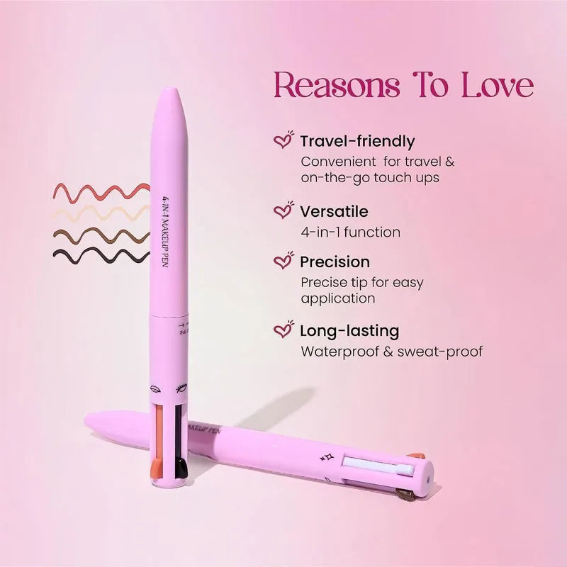 Pen - Eye Liner Brow, Lip Liner, Highlighter - Waterproof Makeup Pen 4 in 1 Makeup