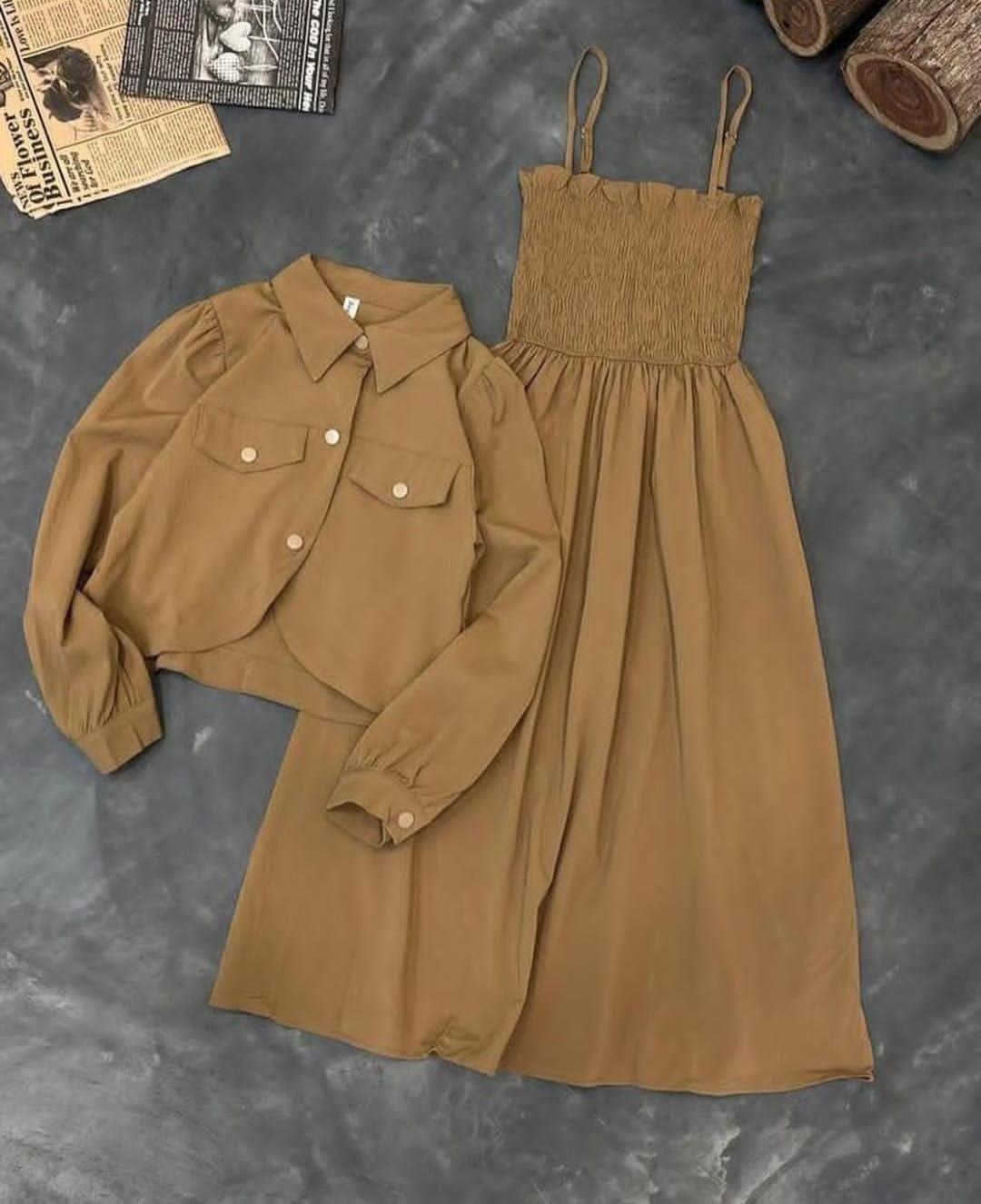 2 PC WOMEN STITCHED PLAIN FROCK AND JACKET