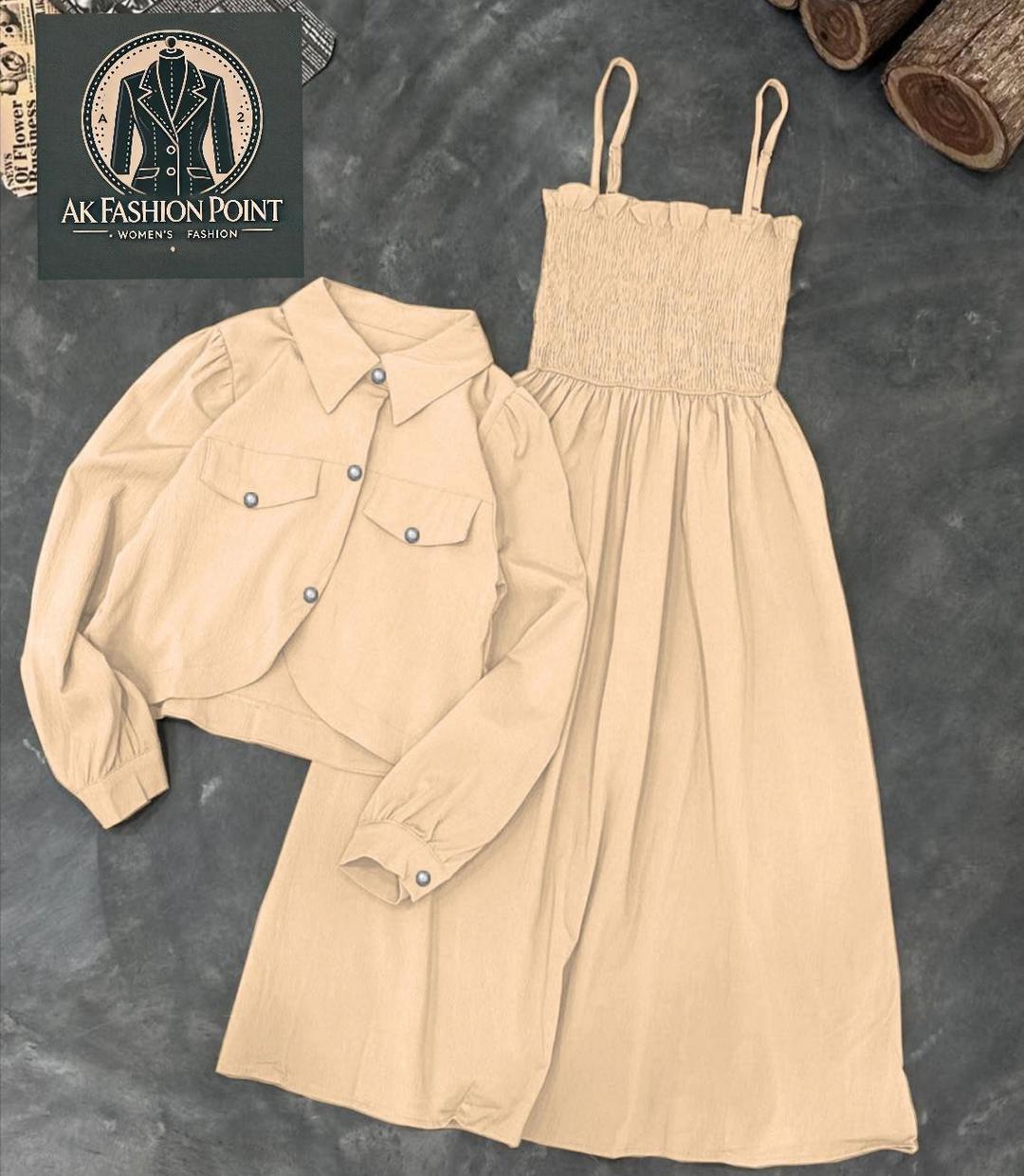2 PC WOMEN STITCHED PLAIN FROCK AND JACKET