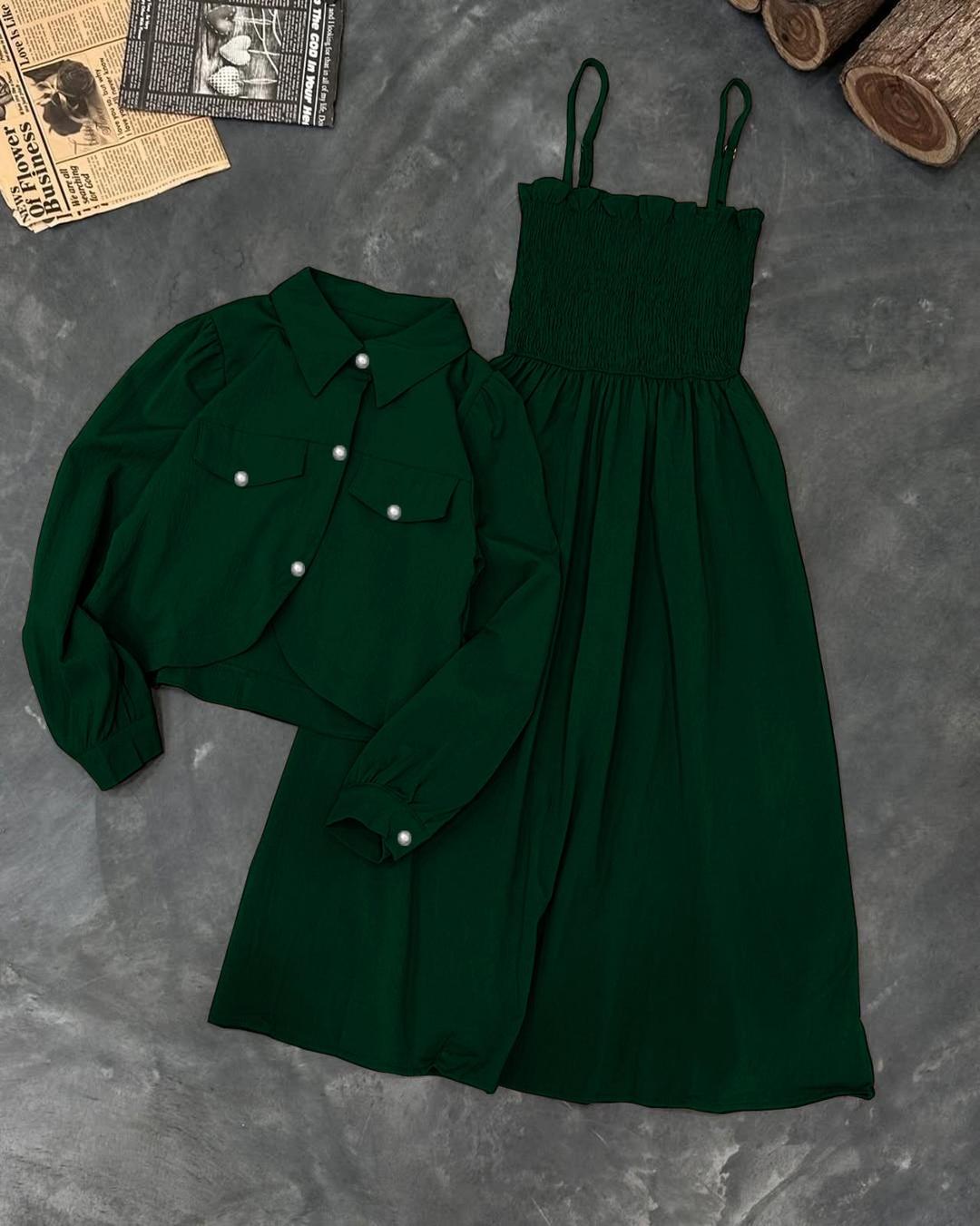 2 PC WOMEN STITCHED PLAIN FROCK AND JACKET