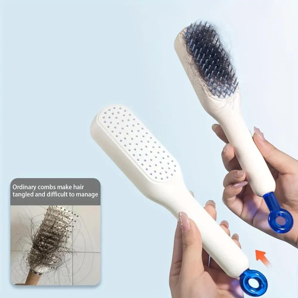 Self cleaning hair brush