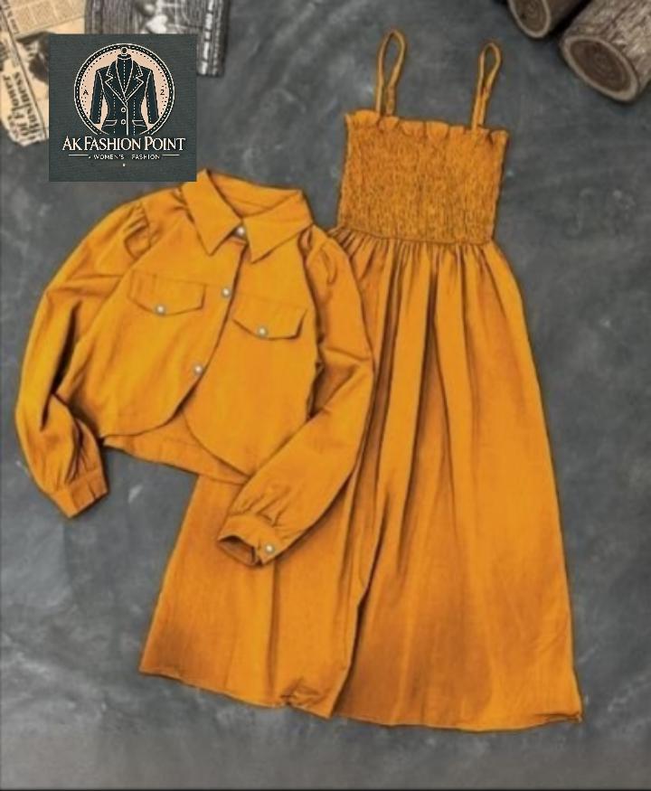 2 PC WOMEN STITCHED PLAIN FROCK AND JACKET